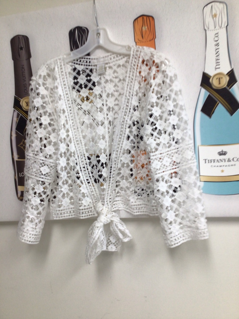 House of Harlow 1966 White Crochet Tie-Front Women's Top